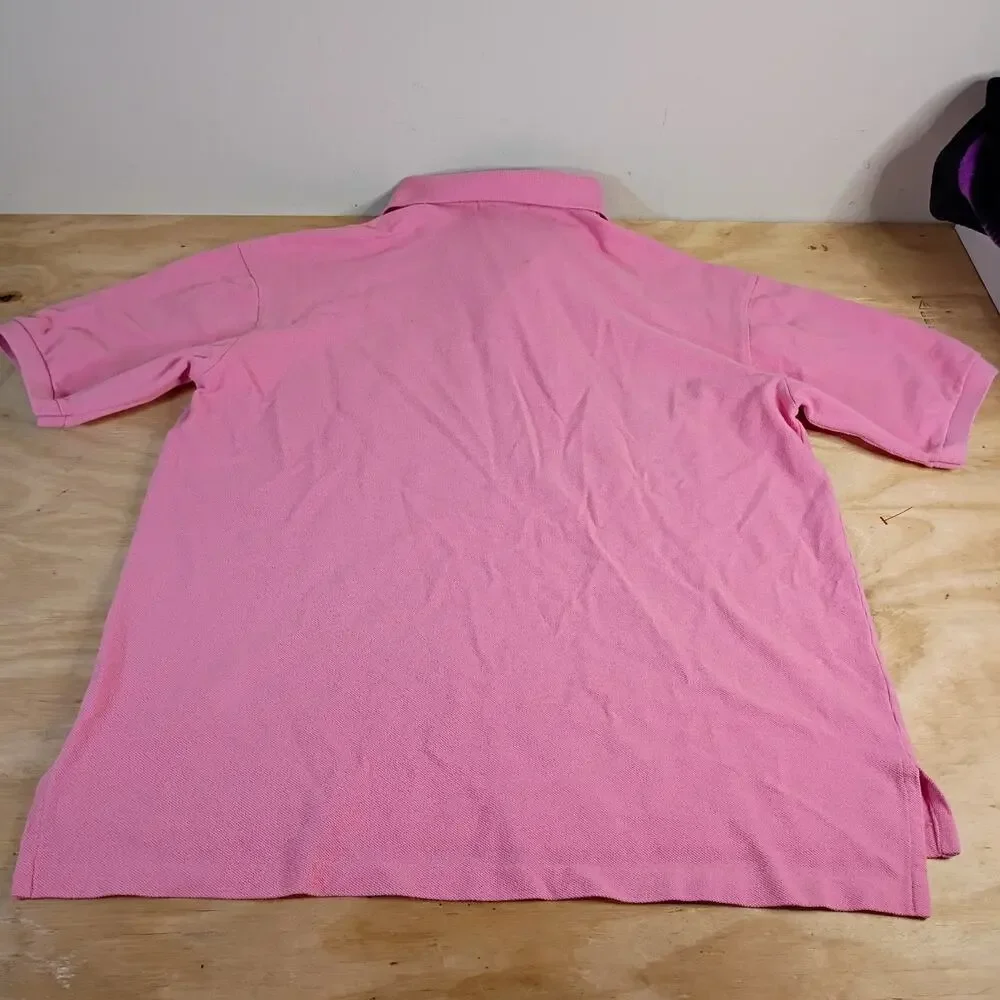 Vintage Cross Creek Polo Shirt Men's L Pink Solid 100% Cotton Made in USA